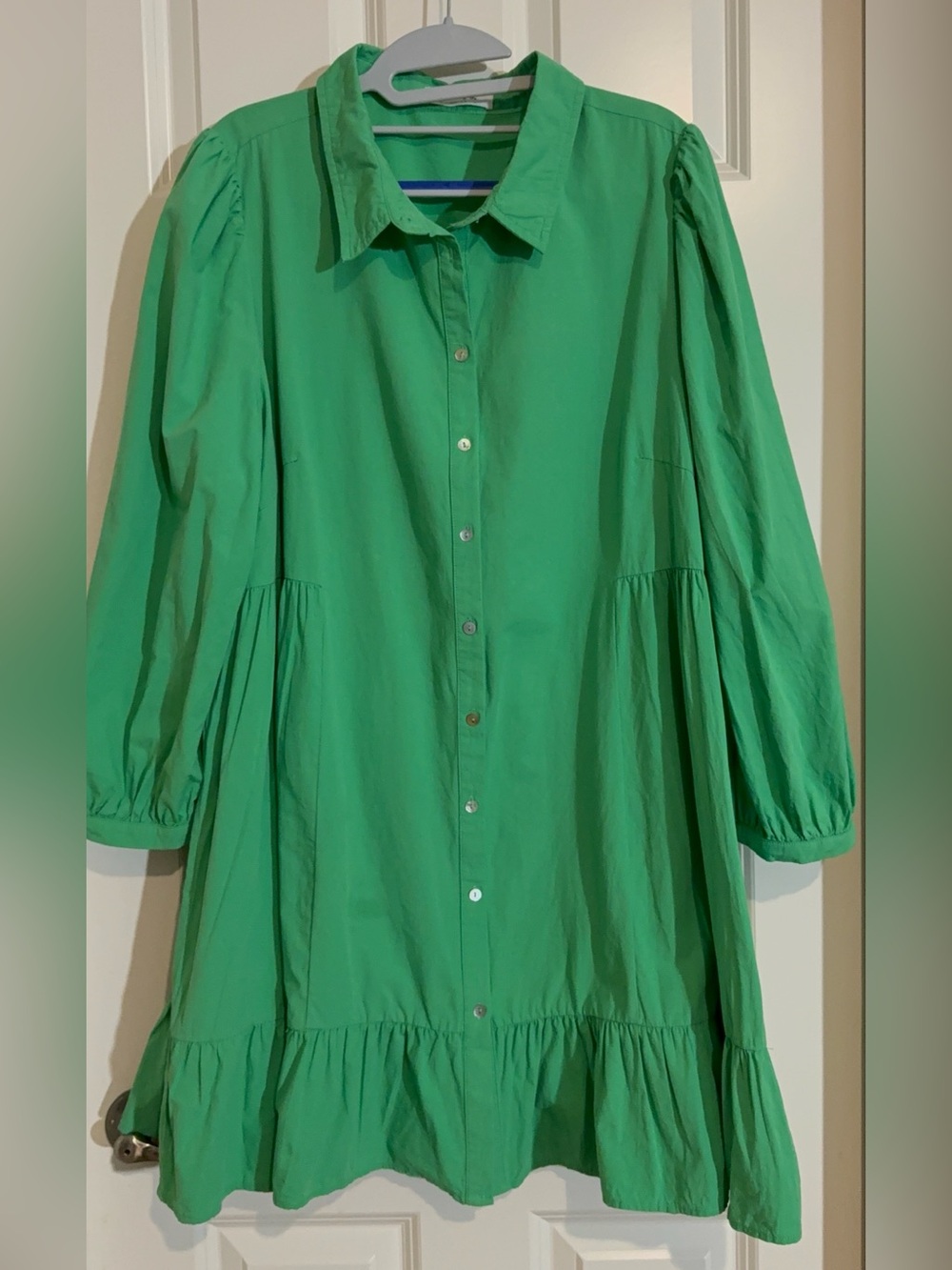 Showpo Green Button-Front 3/4 Sleeve Dress